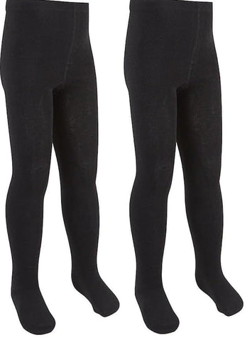 COSHAL® Kids Girls Cotton Tights Uniform School Tights Plain School Warm Thick Tights Children Winter School Warm Cotton Rich Tight Plain Super Soft Tights Everyday use (Pack 2) Black, 7-8 Yrs