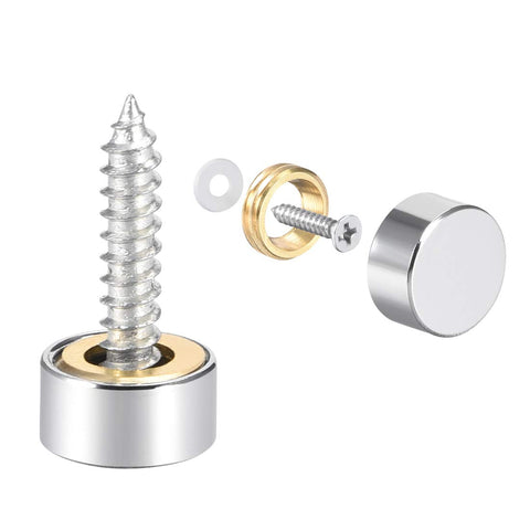 sourcing map Mirror Screws Decorative Caps Cover Nails Polished Stainless Steel 10mm 8pcs