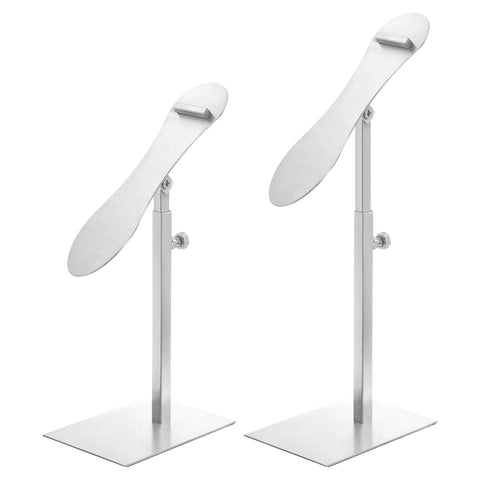 sourcing map 2 Pcs Shoe Display Stand, Adjustable Height Risers Stand Countertop Metal Shoe Rack Stainless Steel High Heel Shoe Display Shoe Rack for Home Retail Store Supplies, Silver