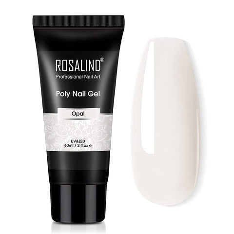 Opal White Poly Extension Gel, ROSALIND 60ml White Poly Nail Gel for Nail Art Decoration, Nail Thickening Extension Easy to DIY Use at Home Need UV Lamp (Update Version)