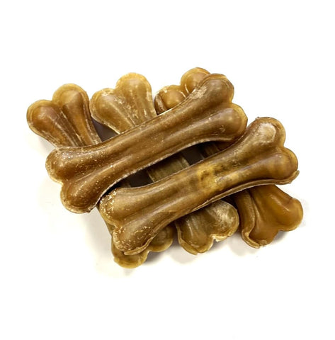 Small 4 inch Pressed Bones x 10 Natural Rawhide Dog Treats LOD3