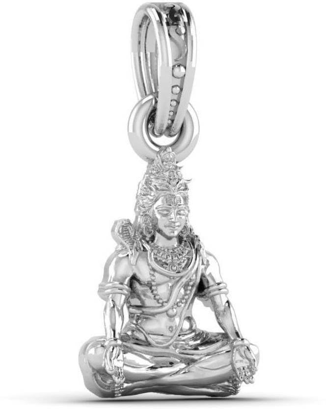 Sterling Silver (92.5% purity) God Shiva Chain Pendant (Pendant with Anchor/Cable Chain) for Men & Women Pure Silver Lord Shiv Chain Locket for Good Health & Wealth Sterling Silver Locket Set_835