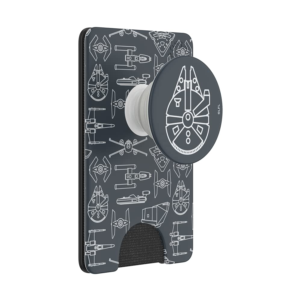 PopSockets PopWallet+ with Integrated Swappable PopTop for Smartphones and Tablets - Millenium Falcon