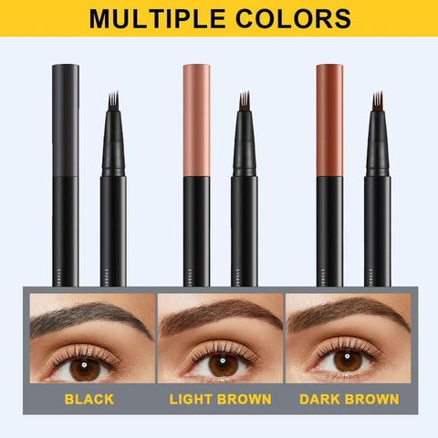 Generic 4-Tip Eyebrow Pencil, Upgraded 3D Waterproof and Sweat-proof Microblading Eyebrow Pencil Contouring Pen with 4 Fork, Long-Lasting Eyebrow Brush Microblade Eyebrow Pencil for Woman (3 Colors)