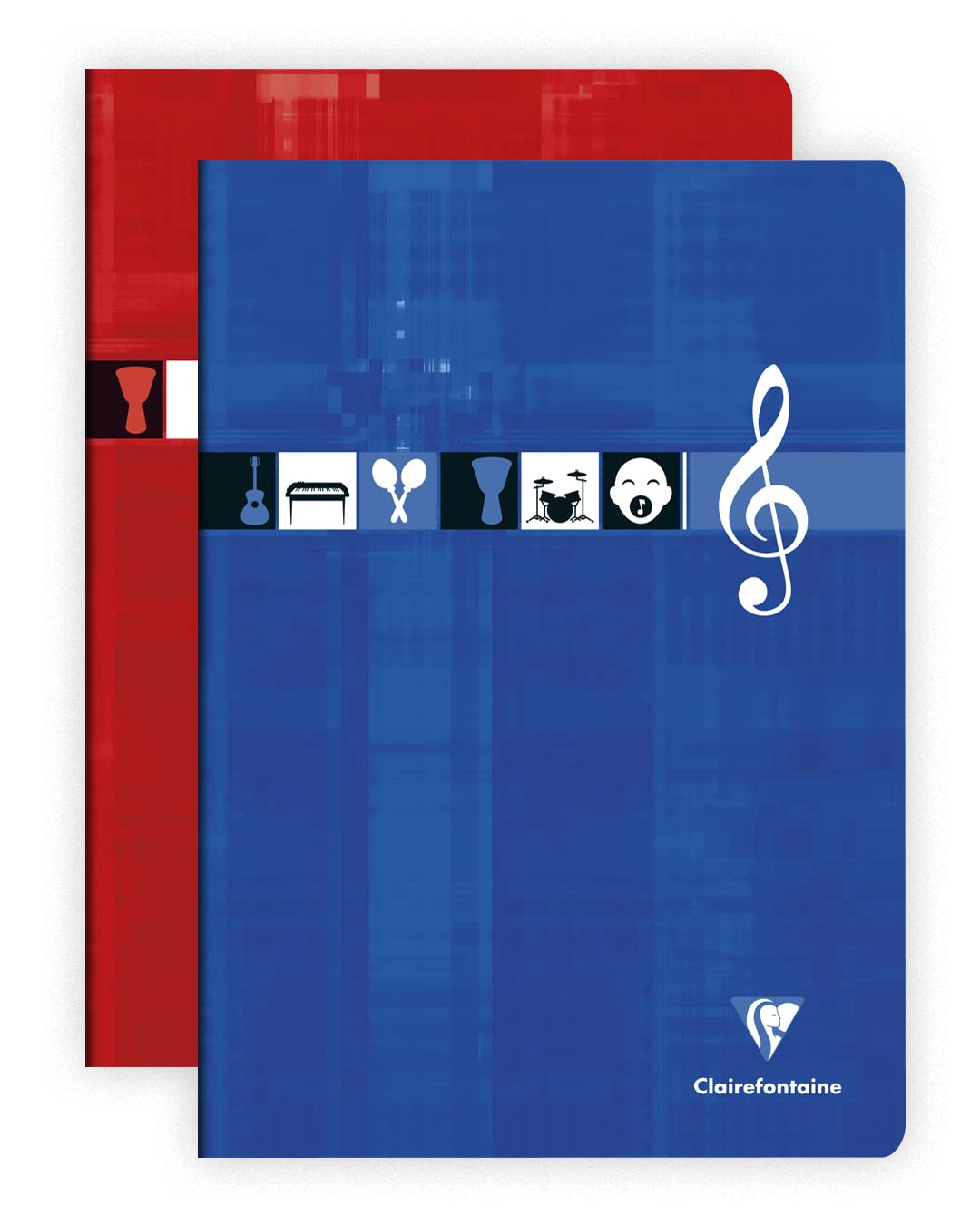 Clairefontaine - Ref 3117C - Staple bound Music and Song Notebooks (24 Sheets) - A4 (210 x 297mm) in Size, Music Rulings, 90gsm Brushed Vellum Paper - Assorted Colours (Pack of 10)