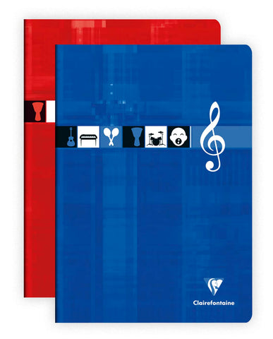 Clairefontaine - Ref 3117C - Staple bound Music and Song Notebooks (24 Sheets) - A4 (210 x 297mm) in Size, Music Rulings, 90gsm Brushed Vellum Paper - Assorted Colours (Pack of 10)