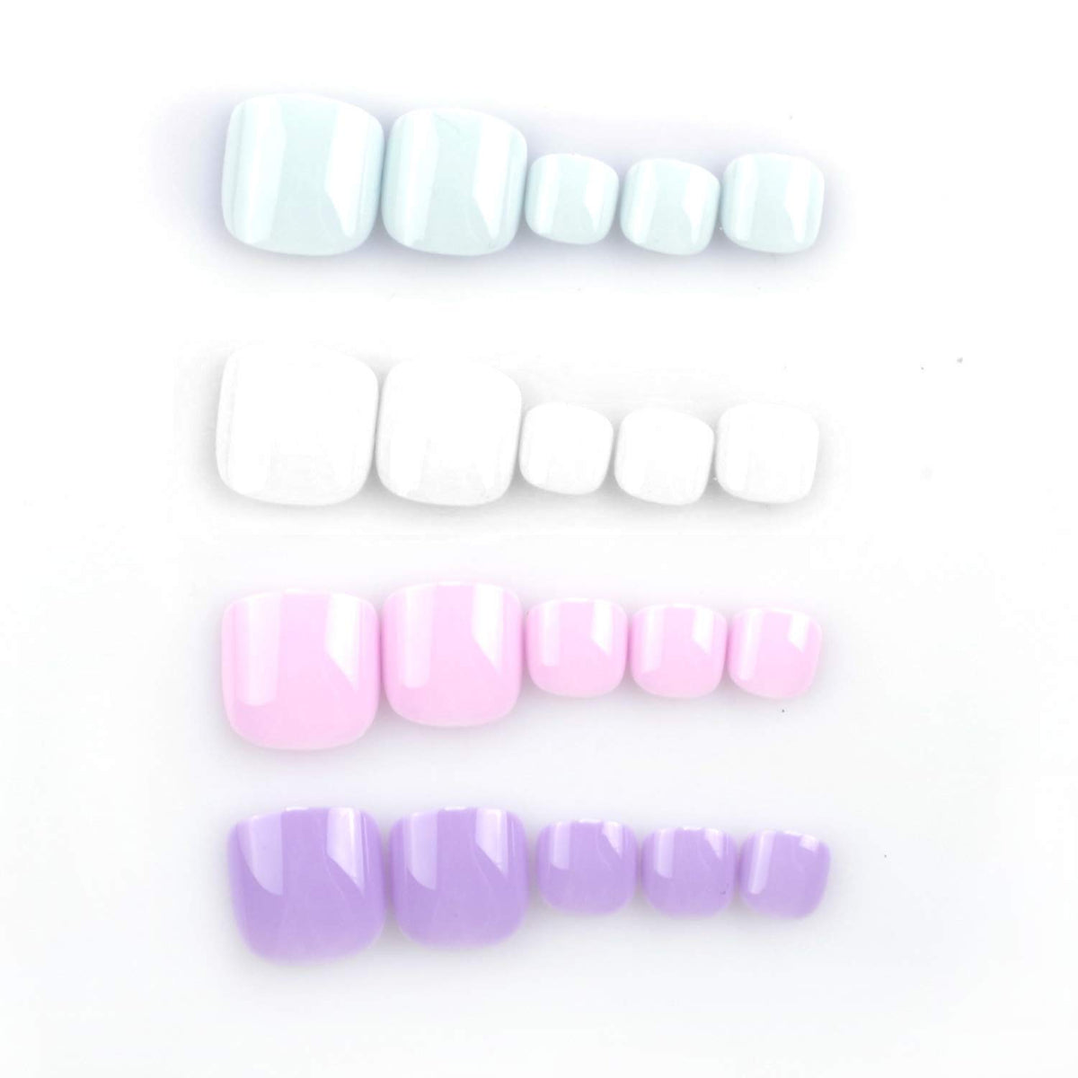 SIUSIO 96Pcs Colorful Fake Toe Nails Full Cover UV Top Coat Covered False Gel Nails Foot Art Tips Sets (Mint Green Pink Purple Series)