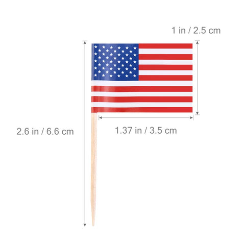 PRETYZOOM American Flags on Stick Handheld American Wooden Stick Flag American Flag Cupcake Toppers US Flag Cake Pick for July 4th Decorations