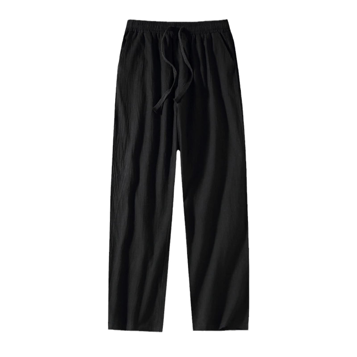 Men's Loose Straight Pants Fashion New Fat PlusSize Wideleg Pants Summer Cotton and Linen Casual Trousers Black 6XL
