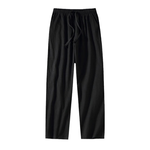 Men's Loose Straight Pants Fashion New Fat PlusSize Wideleg Pants Summer Cotton and Linen Casual Trousers Black 6XL