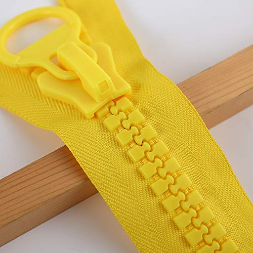 #20 Super Large Muy Grande Plastic Zipper Demasiado Grande Heavy Duty Zippers 25cm Long?10 in? 2pcs with Big Puller for DIY Sewing (#20 lemon-2pcs)