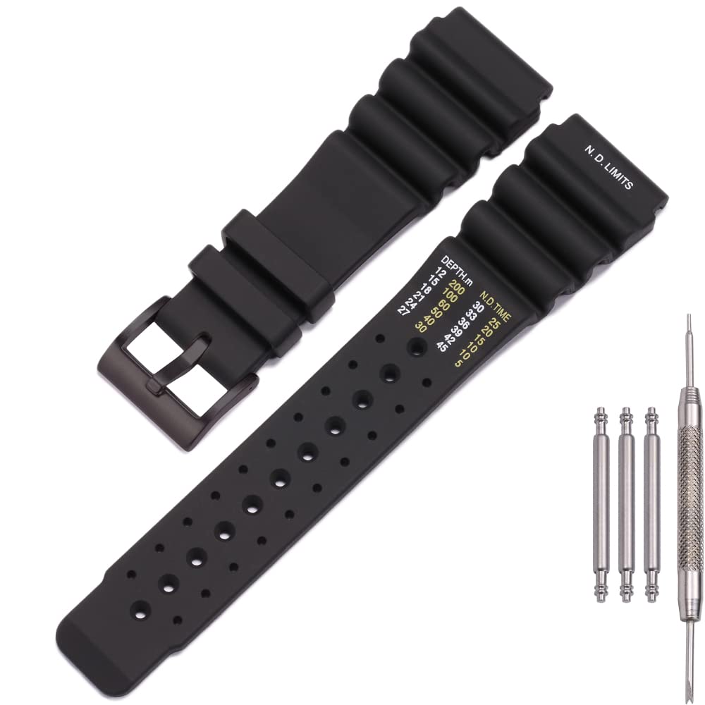 24mm Silicone Watch Band Compatible with Citizen Hyper Aqualand Duplex Promaster Men's Dive Strap Sport Waterproof Wristband