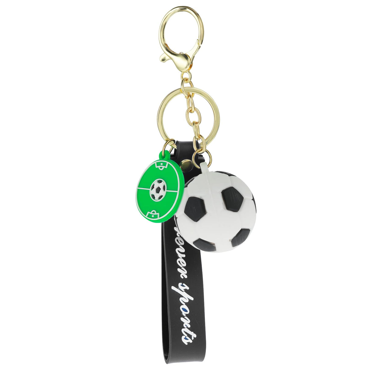 Giantree Soccer Gifts Key Chain, Inspirational Silicone Key Rings Football Keychains for Boys Girls Party Favors Simulation Football Keychain Backpack Accessories Gift(White)