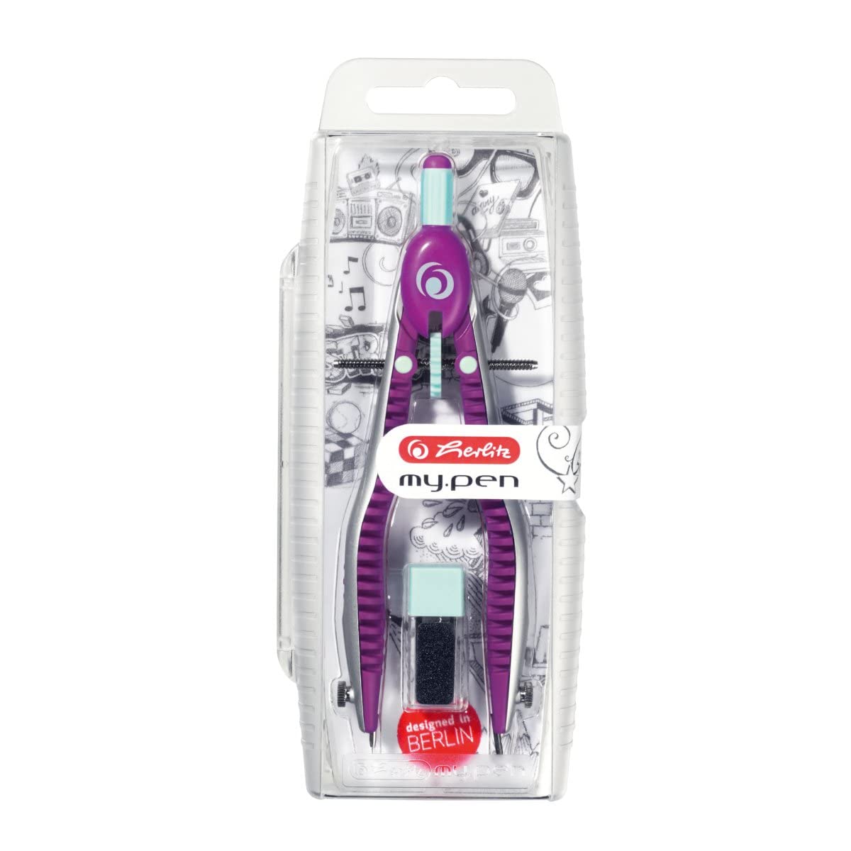 Herlitz My.Pen Quick-Set Compass - White/Pink