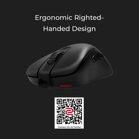 BenQ Zowie EC1-CW Ergonomic Wireless Gaming Mouse | Professional Esports Performance | Lighter Weight | Driverless | Paracord Cable | 24-Step Scroll Wheel | Matte Black | Large Size
