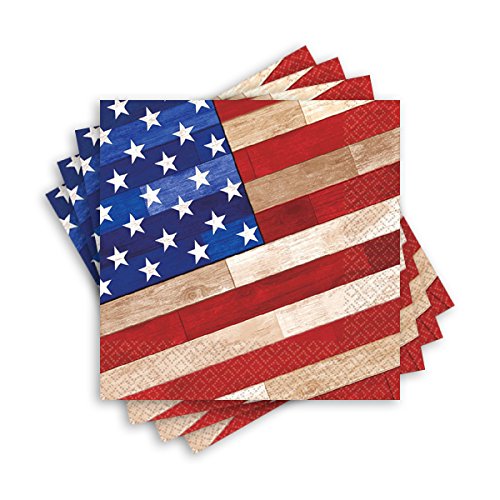 amscan Old Glory Fourth of July Party Beverage Paper Napkin (Pack of 36), Multicolor, 5" x 5"