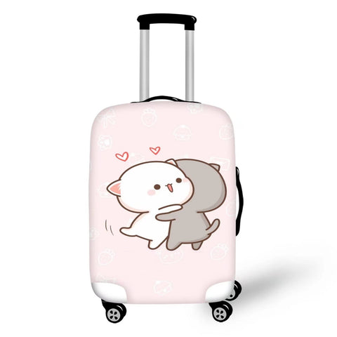 Mumeson Girls Womens Travel Luggage Cover Cartoon Cat Pink Suitcase Protecert Cover Case Holiday Travel Dust-proof Suitcase Cover for 18 19 20 21 inches