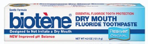 Biotene Fluoride Toothpaste Gentle Formula Fresh Mint, 4.3 Ounce (Pack of 2)