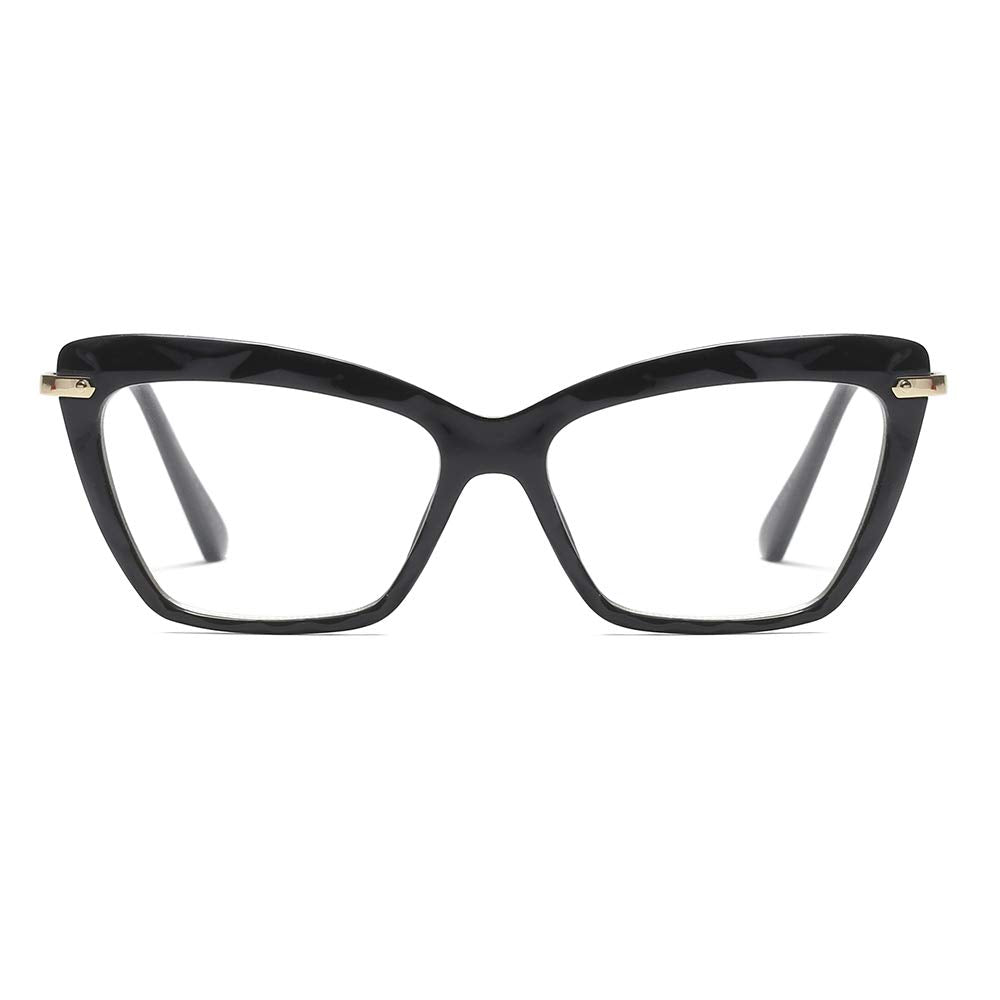 Womens Cat Eye Reading Glasses Fashion Crystal Eyewear Frame (Black, 1.0)