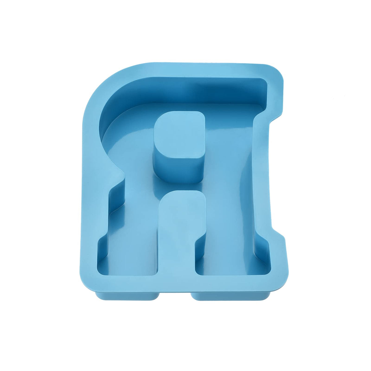MECCANIXITY 4 Inch Large 3D Alphabet Letter Mold, Silicone Resin Letter Mold for Epoxy Resin Art DIY Crafts Decoration R Blue