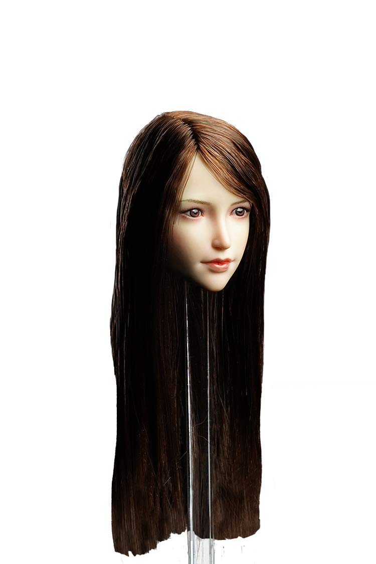 Phicen 1/6 Scale European and American Head Sculpt for 12" Female Body Hot Toys (Straight Brown Hair)