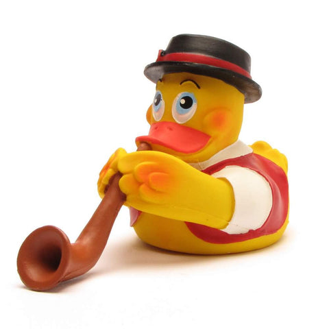DUCKSHOP | Alphorn Rubber Duck - Switzerland | Bathduck | L: 14 cm