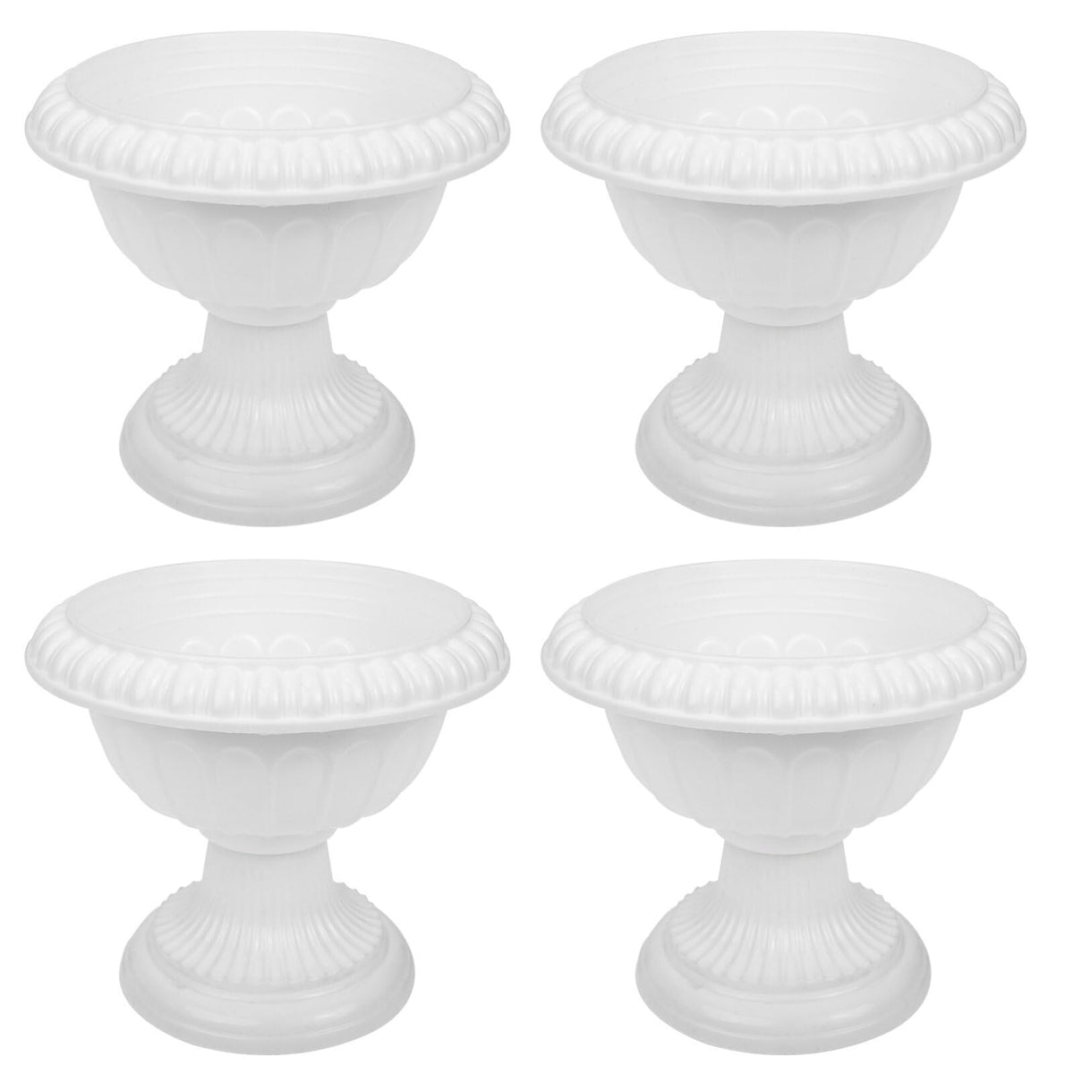 Healeved Pack of 4 Roman Flower Pot Flower Bowl Vase Garden Roman Column Flower Bucket Urn Planters Made of Plastic Plant Stand Outdoor Column Plastic Large Basin White, 3286A06231RA