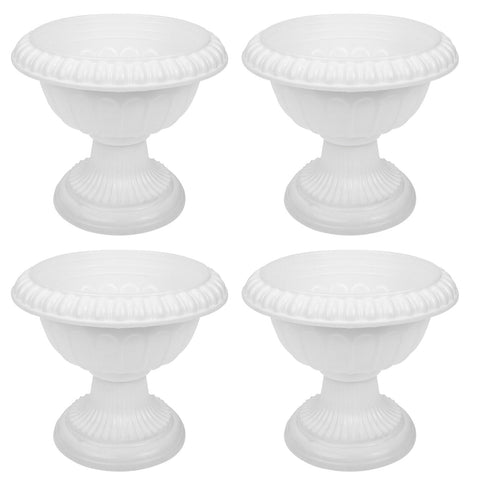 Healeved Pack of 4 Roman Flower Pot Flower Bowl Vase Garden Roman Column Flower Bucket Urn Planters Made of Plastic Plant Stand Outdoor Column Plastic Large Basin White, 3286A06231RA