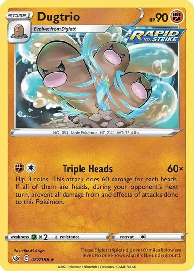Dugtrio - 077/198 - Rare - Sword & Shield - Chilling Reign
