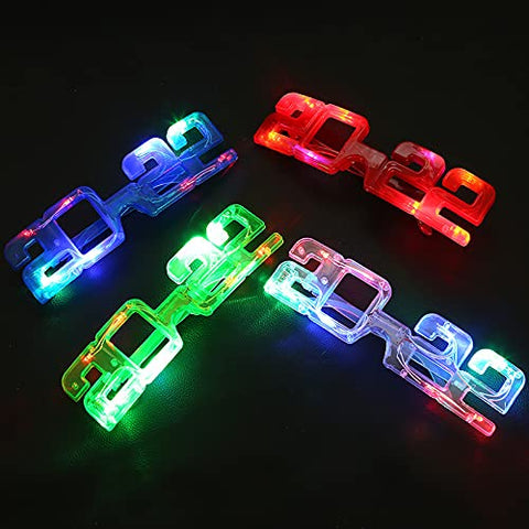 PRETYZOOM 4pcs 2022 Party Glasses LED Light Up Eyeglasses Glow In The Dark Party Supplies for Kids Adults for 2022 Graduation Party Favors Grad Party Supplies(Random Color)