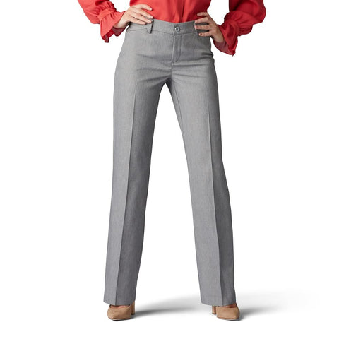 Lee Women's Ultra Lux Comfort with Flex Motion Trouser Pant, Ash Heather, 6 Long