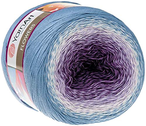 Yarn Art Flowers Yarn 55% Cotton 45% Acrylic 250gr 1094yds Multicolor Cotton Yarn Rainbow Crochet Yarn Spring Summer 2 Sport Yarn (264)