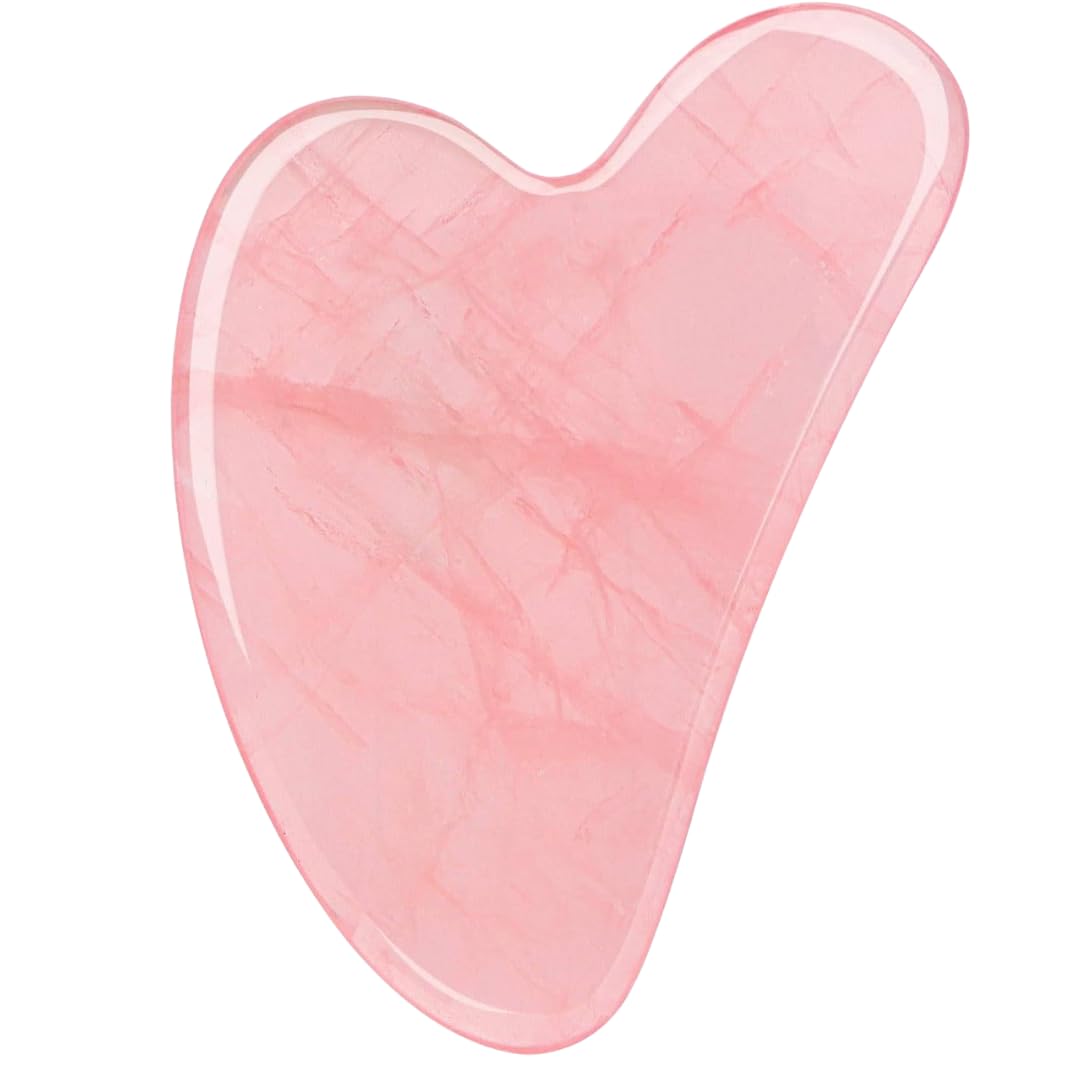 Gua Sha Facial Tools, Rose Quartz Guasha Tool for Face & Eye Gua Sha Stone for Puffiness Reducing & Jawline Sculpting Face Stone Gua Sha Tools for Skin Care Woman GuaSha Stone Tool, Pink