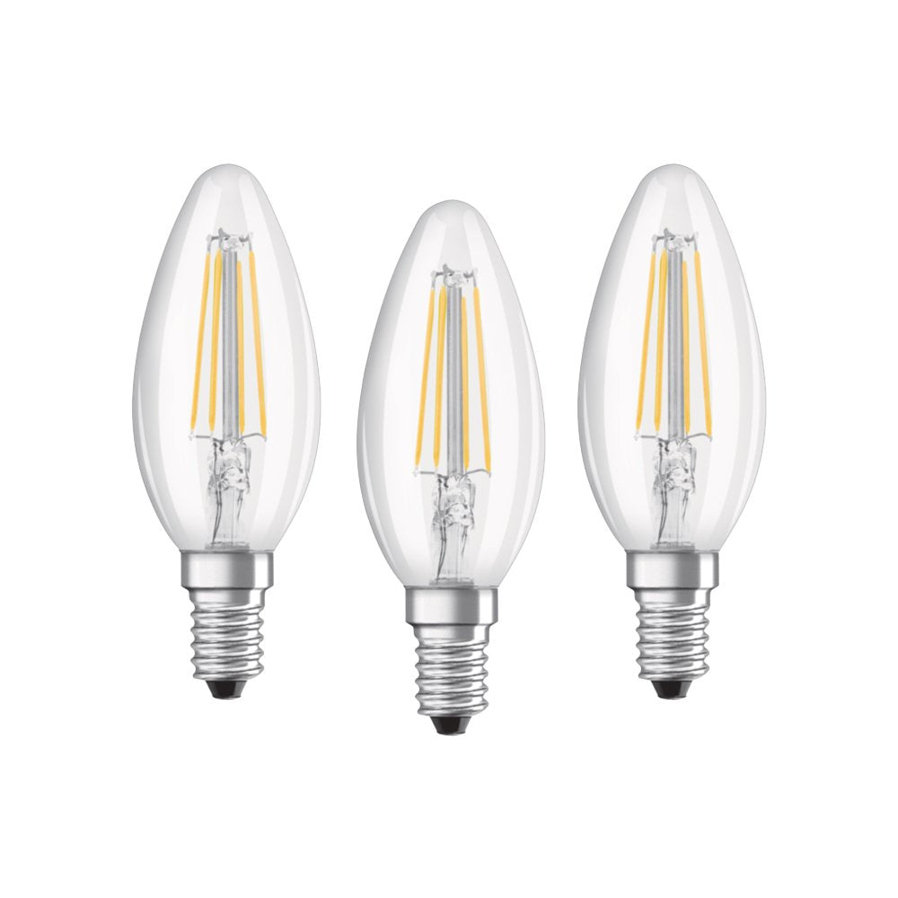 OSRAM LED Base Classic B / LED-lamp in candle shape with E14-base / not dimmable / replacement for 40 Watt / Filementstil clear / warm white - 2700 Kelvin / pack of 3