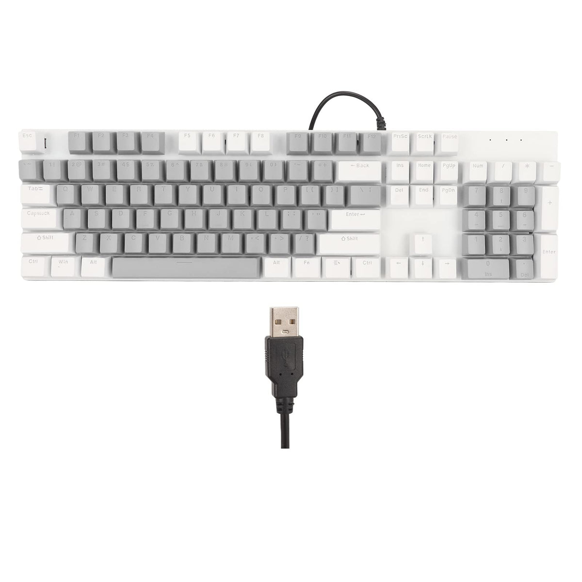 ciciglow 104 Key Mechanical Gaming Keyboard, USB Wired Mechanical Keyboard with Blue Switches RGB Backlit Wired Computer Keyboard for Win XP/7/8/10/11, for OS X 10.2 (White Grey)