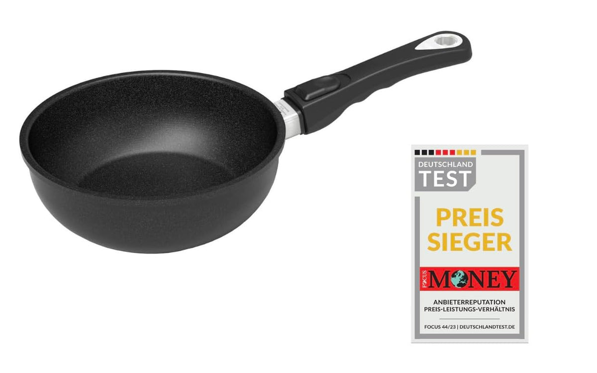 AMT Gastroguss AMZN-620-Z20B Saute Pan Diameter 20 cm Height 6 cm Removable Handle Cast Aluminium Lotan® Non-Stick Coating for Fat- Roasting