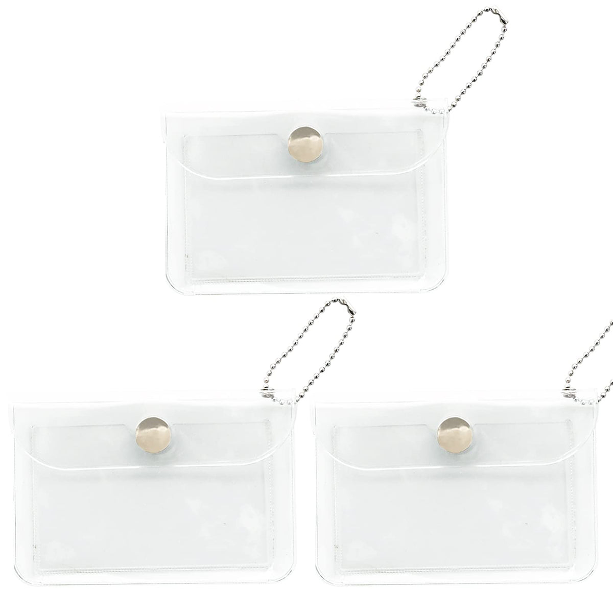 3 Pcs Transparent Card Holder Keychain Wallet Small Coin Purse Mini Change Pouch Waterproof Card Case for Women Girls (Clear)
