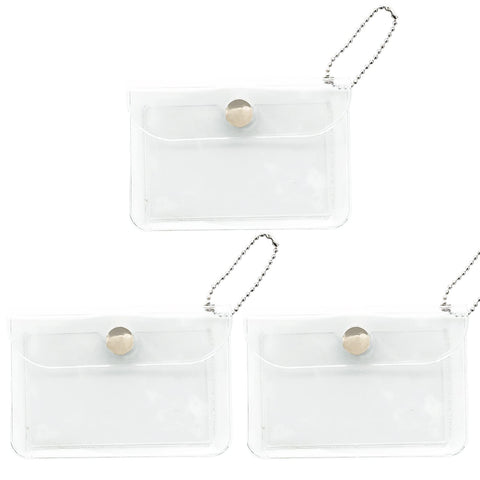 3 Pcs Transparent Card Holder Keychain Wallet Small Coin Purse Mini Change Pouch Waterproof Card Case for Women Girls (Clear)