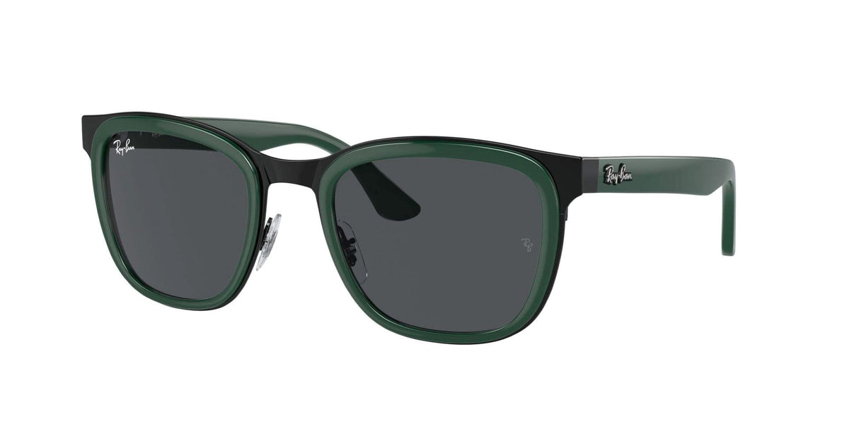 Ray-Ban RB3709 Clyde Square Sunglasses, Green on Black/Dark Grey, 53 mm