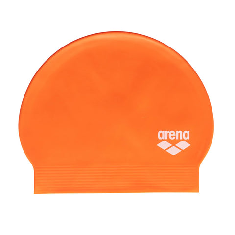 Arena Unisex Adults Soft Latex Swim Cap for Training and Fitness Swimming, Elastic Bathing Cap for Long Hair, Reinforced Edge, Orange