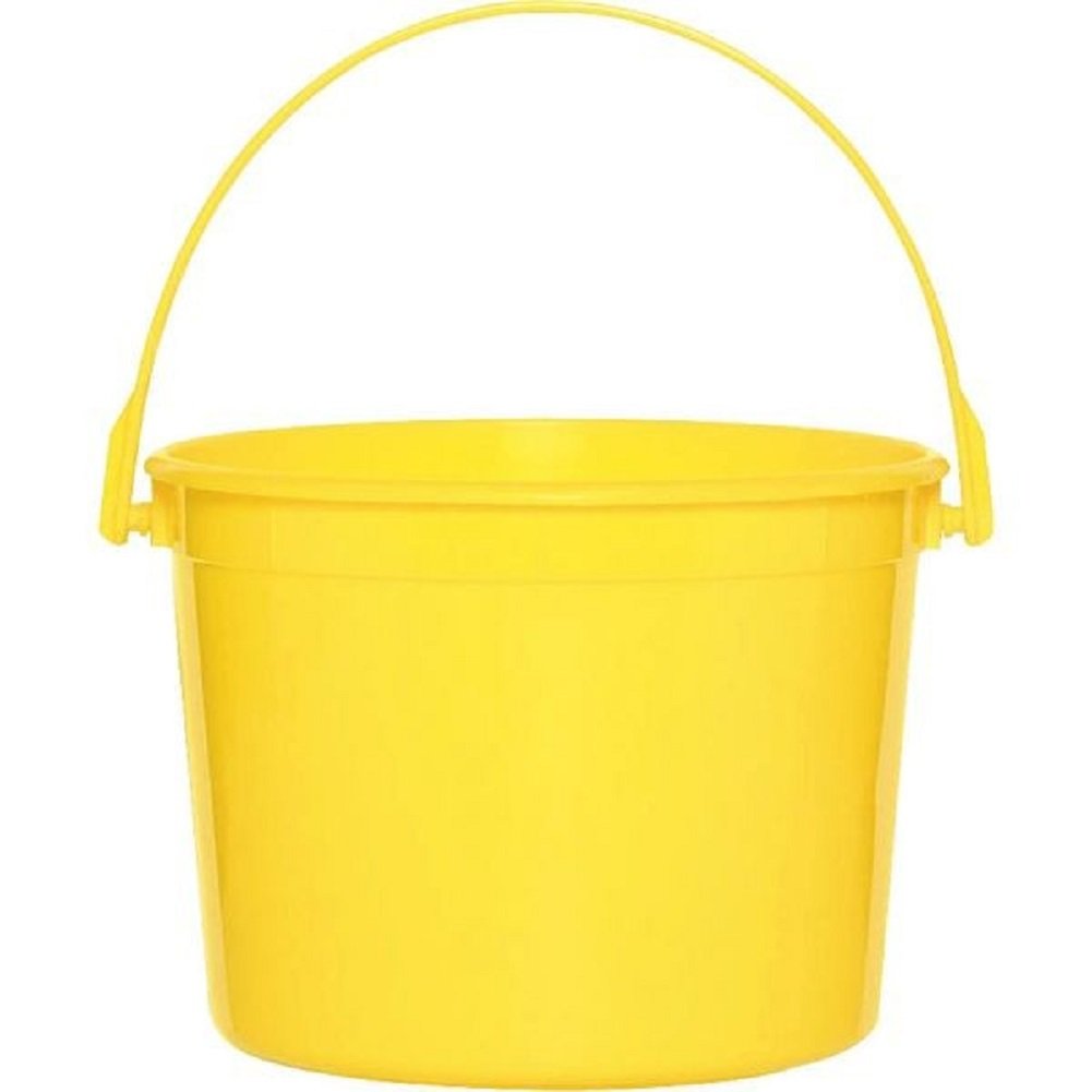 Multipurpose Yellow Sunshine Plastic Bucket with Handle - 6.25" x 4.5" (1 Pc) - Sturdy & Durable Design - Perfect for Storage, Home, Garden, & DIY Projects