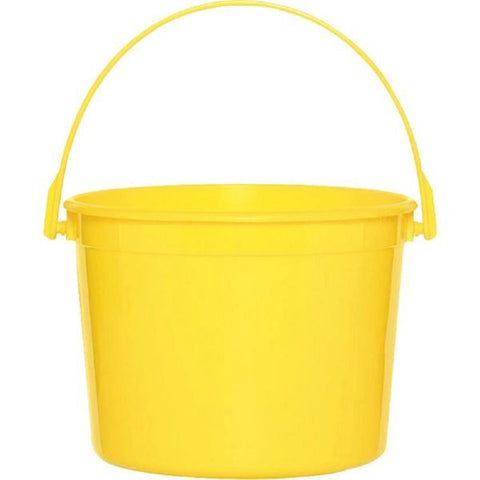 Multipurpose Yellow Sunshine Plastic Bucket with Handle - 6.25" x 4.5" (1 Pc) - Sturdy & Durable Design - Perfect for Storage, Home, Garden, & DIY Projects