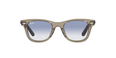 Ray-Ban Junior Kids' Rj9066S Wayfarer Square Sunglasses, Transparent Green/Clear Light Blue Gradient, 47 mm