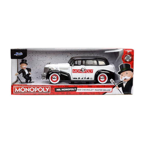 Jada Toys Mr. Monopoly 1:24 1939 Chevrolet Master Deluxe Die-cast Car w/ 2.75" Rich Uncle Pennybags Figure, Toys for Kids and Adults (33230)