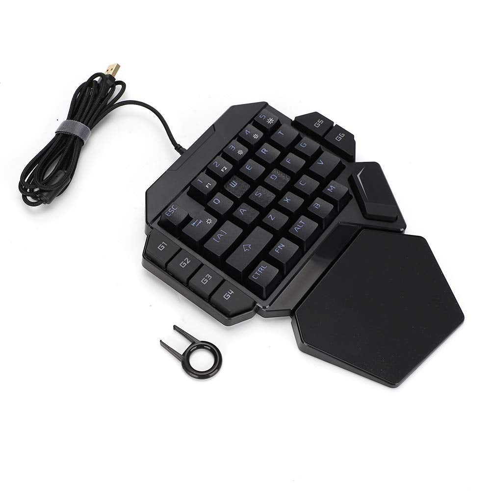 Dpofirs One Hand Keyboard, Universal Blue Switch Keyboard with Macro Definition Function, 35 Keys Mechanical Keyboard with RGB Blacklight Cable for Win10/8/7/Vista/ME/OS/Linux/IBM