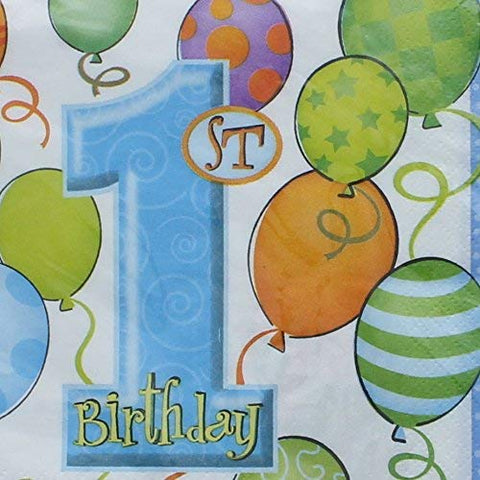 Blue 1st Birthday Party Napkins, 16ct