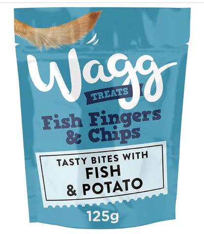 Treats Wagg Tasty Bites with Fish and Potato Bundle of 3 x 125g, Brown