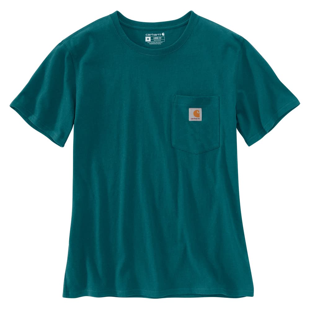 Carhartt Women's Plus Size Loose Fit Heavyweight Short-Sleeve Pocket T-Shirt Closeout, Shaded Spruce, 1X