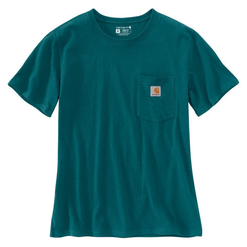 Carhartt Women's Plus Size Loose Fit Heavyweight Short-Sleeve Pocket T-Shirt Closeout, Shaded Spruce, 1X