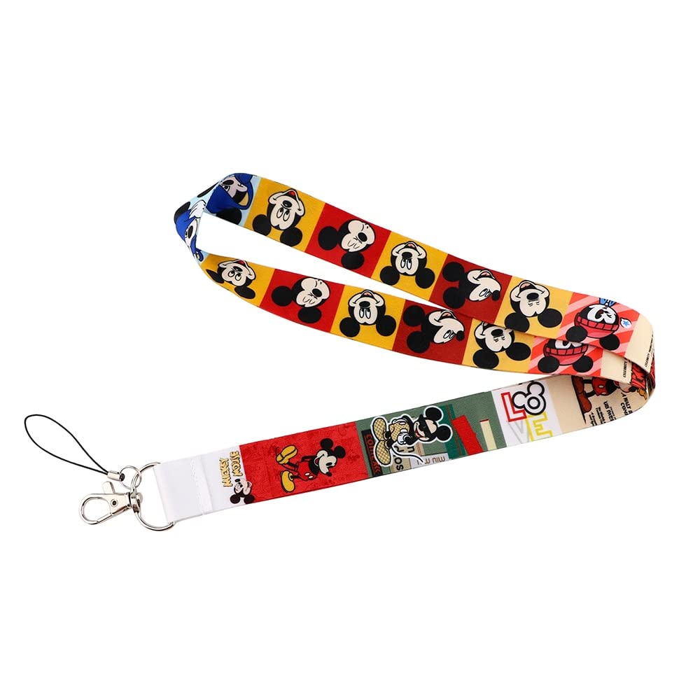 Anime Source Mickey Vintage Style Mouse Yellow Red Lanyard Keychain ID Badge Holder